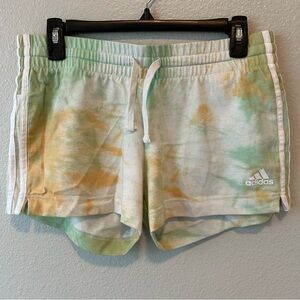 Adidas Women's Green and Orange Tie-Dye Athletic Shorts